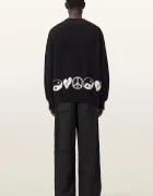 AllSaints панталон мъжки с лен ECHO черен M032TE