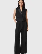 AllSaints Панталон с вълна в черно с широка каройка с висока талия W052QD
