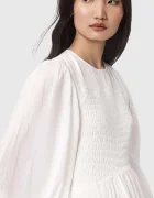 AllSaints разкроена памучна рокля CHIA бяла W014DE