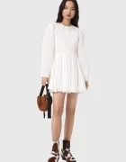 AllSaints разкроена памучна рокля CHIA бяла W014DE