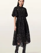AllSaints разкроена рокля ODETTE черна W001DE