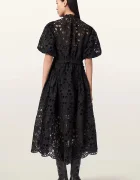 AllSaints разкроена рокля ODETTE черна W001DE