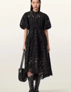AllSaints разкроена рокля ODETTE черна W001DE