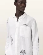 AllSaints риза мъжка от лен TERROR бяла M171SC