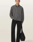 AllSaints риза мъжка от памук CASBAH черна на каре M009SF