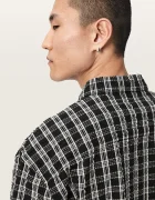 AllSaints риза мъжка от памук CASBAH черна на каре M009SF