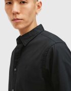 AllSaints риза мъжка от памук с еластан HAWTHORNE LS SHIRT черна M150SB