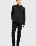 AllSaints риза мъжка от памук с еластан HAWTHORNE LS SHIRT черна M150SB