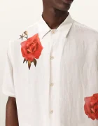 AllSaints риза мъжка с лен FLEUR бежова M108SE