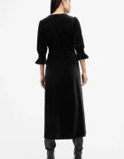 AllSaints Рокля ANI VELVET в черно среднодълга със стандартна кройка W143DB