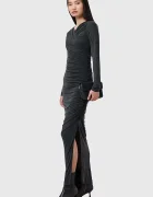 AllSaints Рокля HANAKO CUPRO в черно дълга с кройка по тялото W015DC