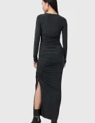 AllSaints Рокля HANAKO CUPRO в черно дълга с кройка по тялото W015DC