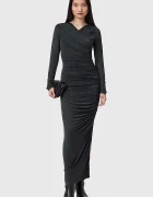 AllSaints Рокля HANAKO CUPRO в черно дълга с кройка по тялото W015DC
