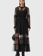 AllSaints Рокля NITA в черно дълга със стандартна кройка W225DD