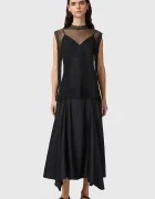 AllSaints рокля тип блуза AVA черна с изчистена шарка W167DE