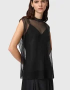 AllSaints рокля тип блуза AVA черна с изчистена шарка W167DE