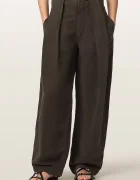 AllSaints широк панталон дамски с добавен лен PHI кафяв W029TF