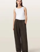 AllSaints широк панталон дамски с добавен лен PHI кафяв W029TF
