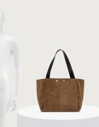 AllSaints шопинг чанта дамска от велур ROSALIE кафява W715XD