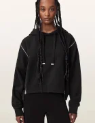 AllSaints суичър с качулка дамски от памук CIARA черен W008JF
