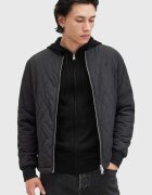 AllSaints суичър с цип и качулка мъжки от вълна черен M084KB