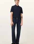 AllSaints тениска с яка мъжка памучна тъмносина M075PB