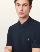 AllSaints тениска с яка мъжка памучна тъмносина M075PB