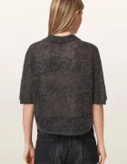 AllSaints тениска тип пулове с яка дамска с вълна ANABEL POLO TEE сива W003KE