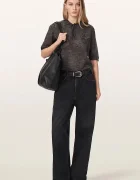 AllSaints тениска тип пулове с яка дамска с вълна ANABEL POLO TEE сива W003KE