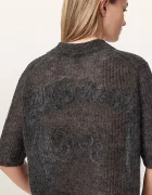 AllSaints тениска тип пулове с яка дамска с вълна ANABEL POLO TEE сива W003KE