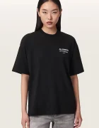 AllSaints уголемена тениска дамска от памук ELIANA ETTA TEE черна W052JF