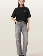AllSaints уголемена тениска дамска от памук ELIANA ETTA TEE черна W052JF