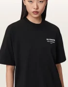AllSaints уголемена тениска дамска от памук ELIANA ETTA TEE черна W052JF