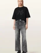 AllSaints уголемена тениска дамска от памук ICON черна W117JE