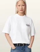 AllSaints уголемена тениска дамска от памук PENTACLE бяла W171JE