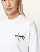 AllSaints уголемена тениска дамска от памук PENTACLE бяла W171JE