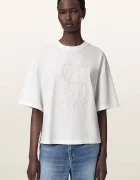 AllSaints уголемена тениска дамска от памук REFLEX AMELIE TEE бяла W018JF