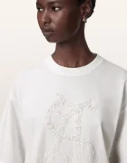 AllSaints уголемена тениска дамска от памук REFLEX AMELIE TEE бяла W018JF