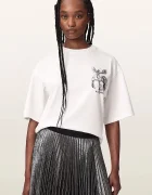 AllSaints уголемена тениска дамска от памук SERAPH AMELIE SS бяла W047JF