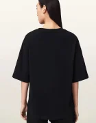 AllSaints уголемена тениска дамска от памук STACKS черна W151JE