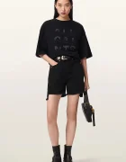 AllSaints уголемена тениска дамска от памук STACKS черна W151JE