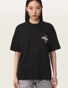 AllSaints уголемена тениска дамска от памук VALEN ETTA TEE черна W053JF