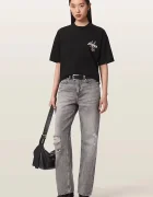AllSaints уголемена тениска дамска от памук VALEN ETTA TEE черна W053JF