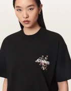 AllSaints уголемена тениска дамска от памук VALEN ETTA TEE черна W053JF