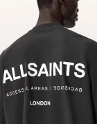 AllSaints уголемена тениска мъжка от памук BACKSTAGE SS CREW сива M033PF