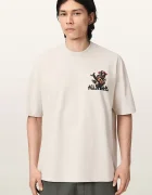 AllSaints уголемена тениска мъжка от памук CACTI бежова M044PE