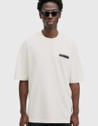 AllSaints уголемена тениска мъжка от памук REDACT SS CREW бяла M002PC