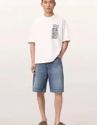 AllSaints уголемена тениска мъжка от памук REPEAT бяла M011PF