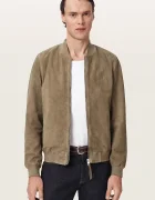 AllSaints яке бомбър мъжко от велур MORTEN зелено M050LE
