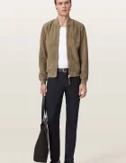 AllSaints яке бомбър мъжко от велур MORTEN зелено M050LE